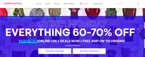Cyber Monday Sale – 60-70% off Everything at Aeropostale