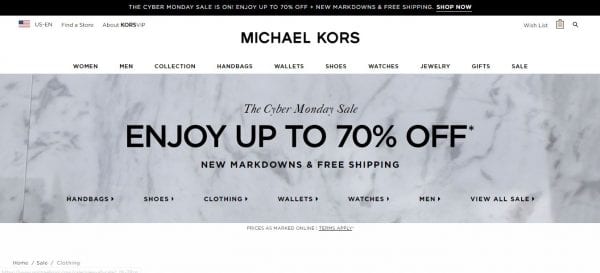 CYBER MONDAY! Enjoy Up To 70% Off at Michael Kors