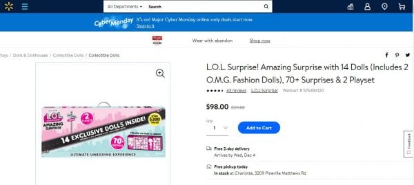 L.O.L. Surprise! Amazing Surprise with 14 Dolls – HUGE CYBER MONDAY PRICE DROP!