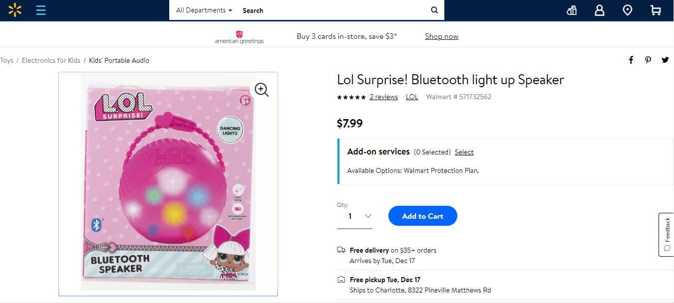 Lol Surprise! Bluetooth Light Up Speaker ONLY $7.99