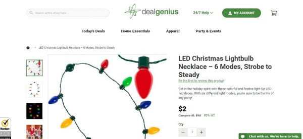 LED Christmas Light Bulb Necklace Was: $12 Now: $2