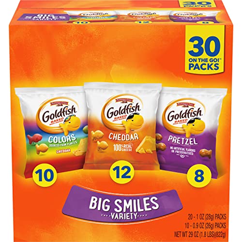 Goldfish Crackers Big Smiles Variety Pack with Cheddar, Colors, and...