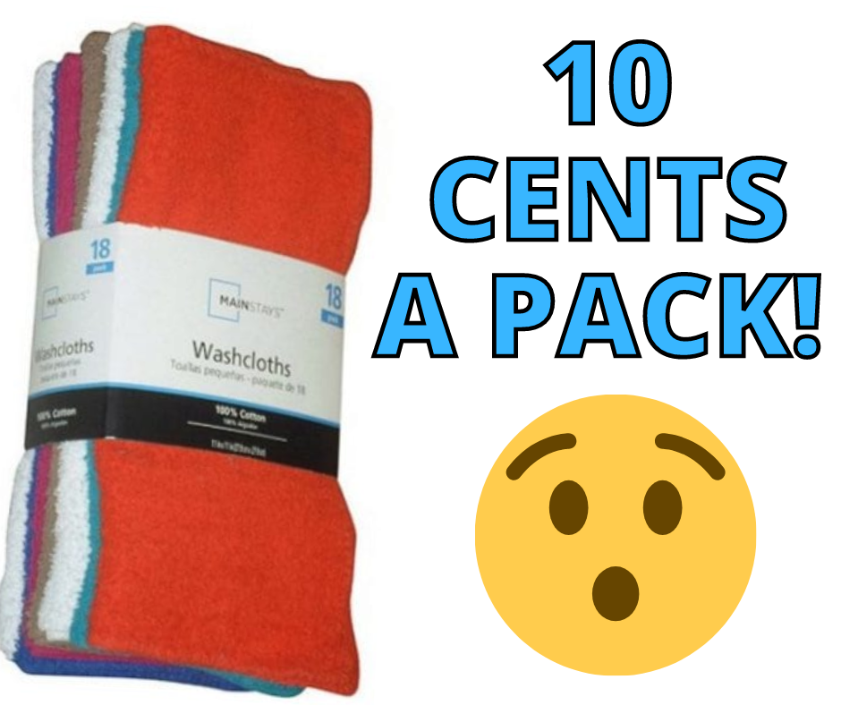 Mainstays Washcloth Pack only $.10 at Walmart!