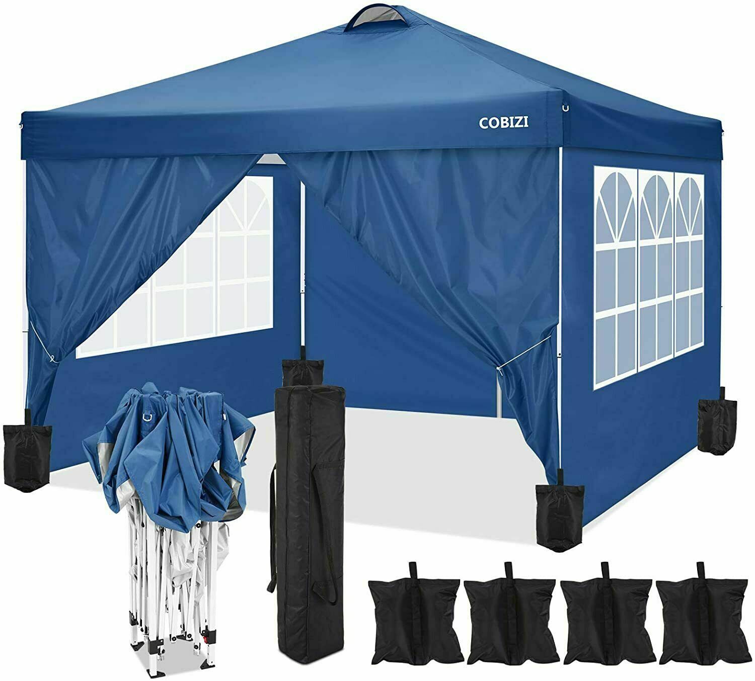 10'x10' Canopy Folding Gazebo Durable Oxford Cloth Party Tent With 4 Side Walls@