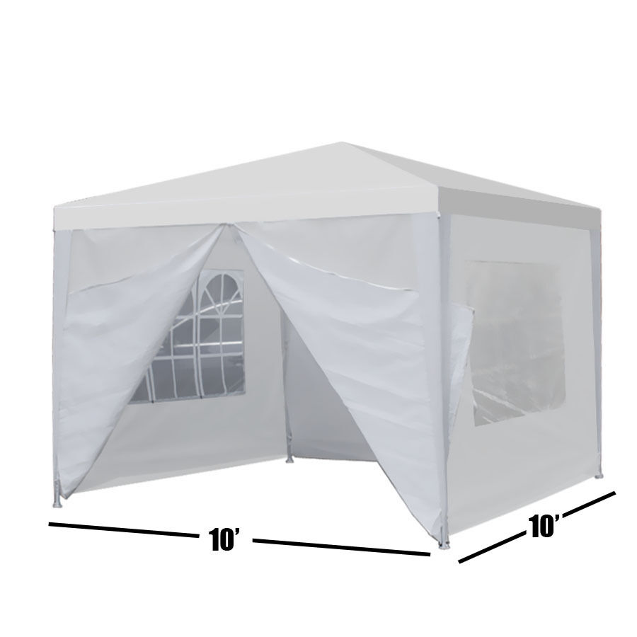 10"x10" Canopy Party Wedding Tent Gazebo with 4 Side Walls Outdoor 4 Side Walls
