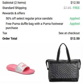 Puma Slides AND Duffle Bag just $12.50!!!!!