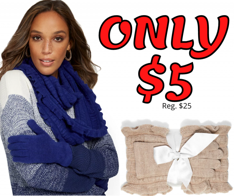 Ruffle Scarf and Gloves Set Super Cheap!