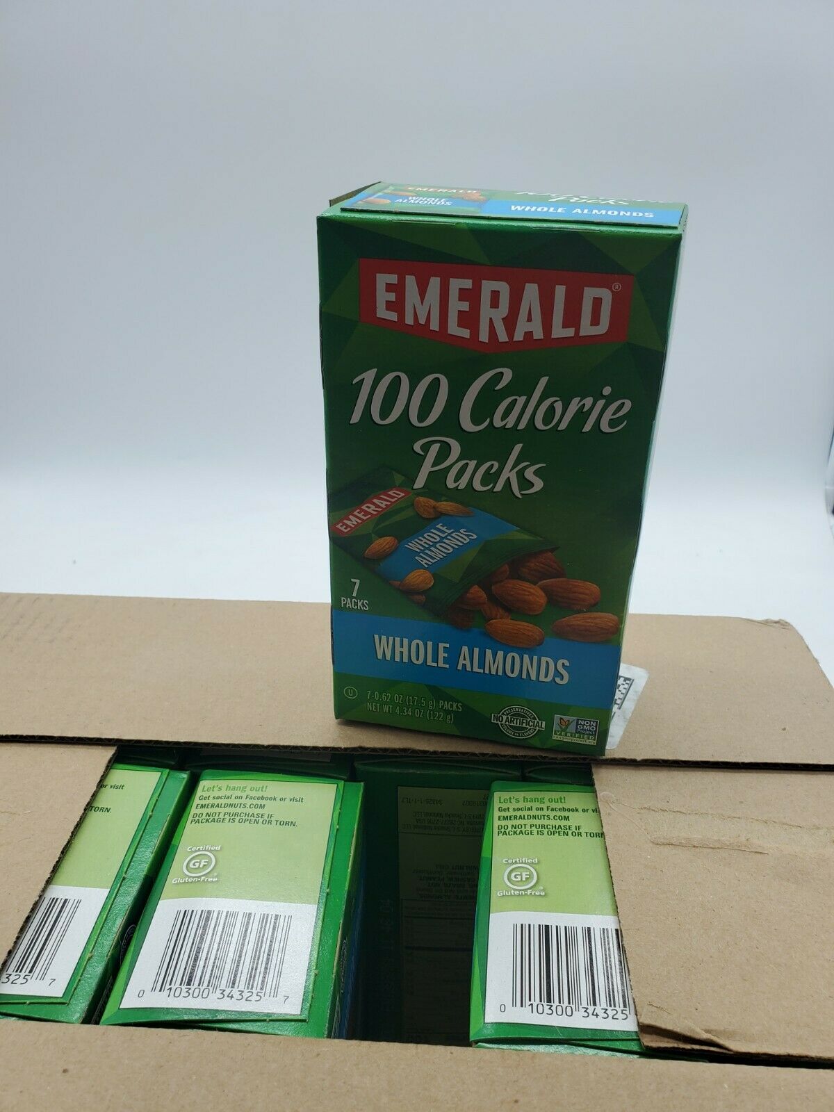12 Boxes Emerald Nuts Natural Whole Almonds, 100 Calorie Packs, 84 Ct