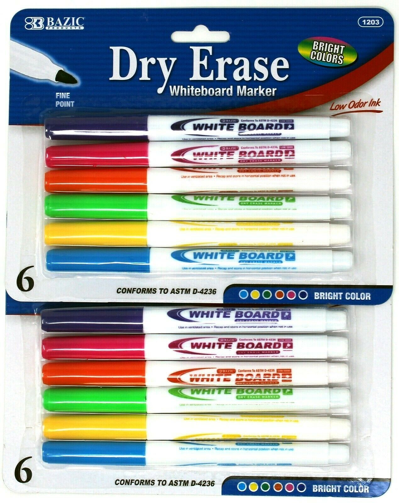 12 Dry Erase White Board Markers Fine Point Tip Bright Assorted Colors New