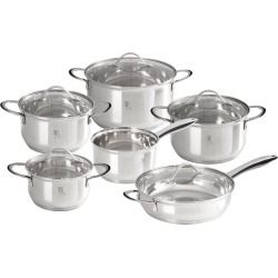 12-Pieces Stainless Steel Cookware Set Steel Collection