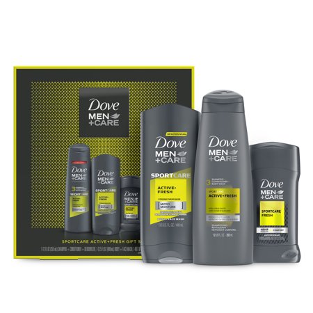 ($13 Value) Dove Men+Care Sportcare Active + Fresh Holiday Gift Set (Shampoo+Conditioner, Deo, Body Wash) 3 Ct