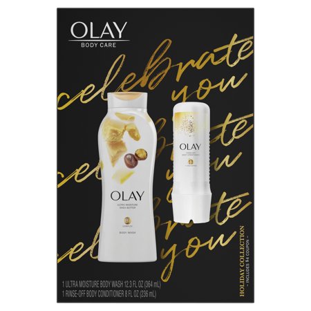 ($13 Value) Holiday Gift Pack: Olay Ultra Moisture Body Wash with Shea Butter 12.3 fl oz & Olay Rinse-off Body Conditioner with Shea Butter 8 fl oz.