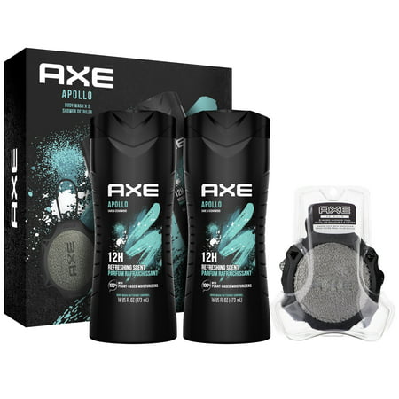 ($14 VALUE) AXE Apollo Sage & Cedarwood Body Wash Gift Set With Shower Tool, 3 Pack - WALMART CHRISTMAS CLEARANCE