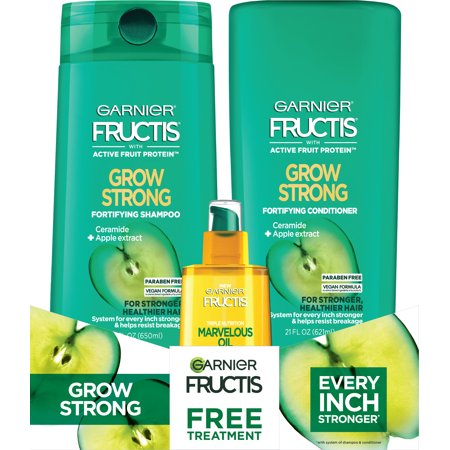 ($14 Value) Garnier Fructis Grow Strong Holiday Gift Set, 3-Piece, Shampoo, Conditioner & Leave-In Treatment