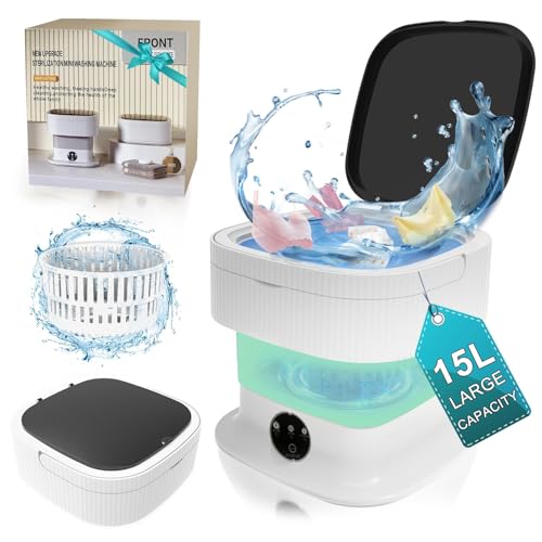Spin Dryer - On Sale Today! 15L Portable Washing Machine Foldable, Mini Washer With Spin Dryer, Small Compact Luandry Washer, Collapsible Lavadora Portatil For Socks, Underwear, Travel, Camping, Apartments, Green
