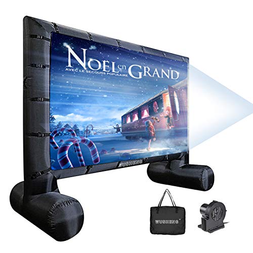 16 Feet Inflatable Outdoor and Indoor Theater Projector Screen - Includes Inflation Fan, Tie-Downs and Storage Bag - Only Supports Front Projection (16FT)