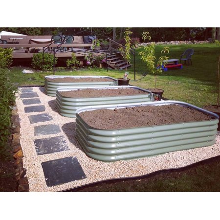 17" 9 in 1 Modular Metal Raised Garden Bed -Olive Green