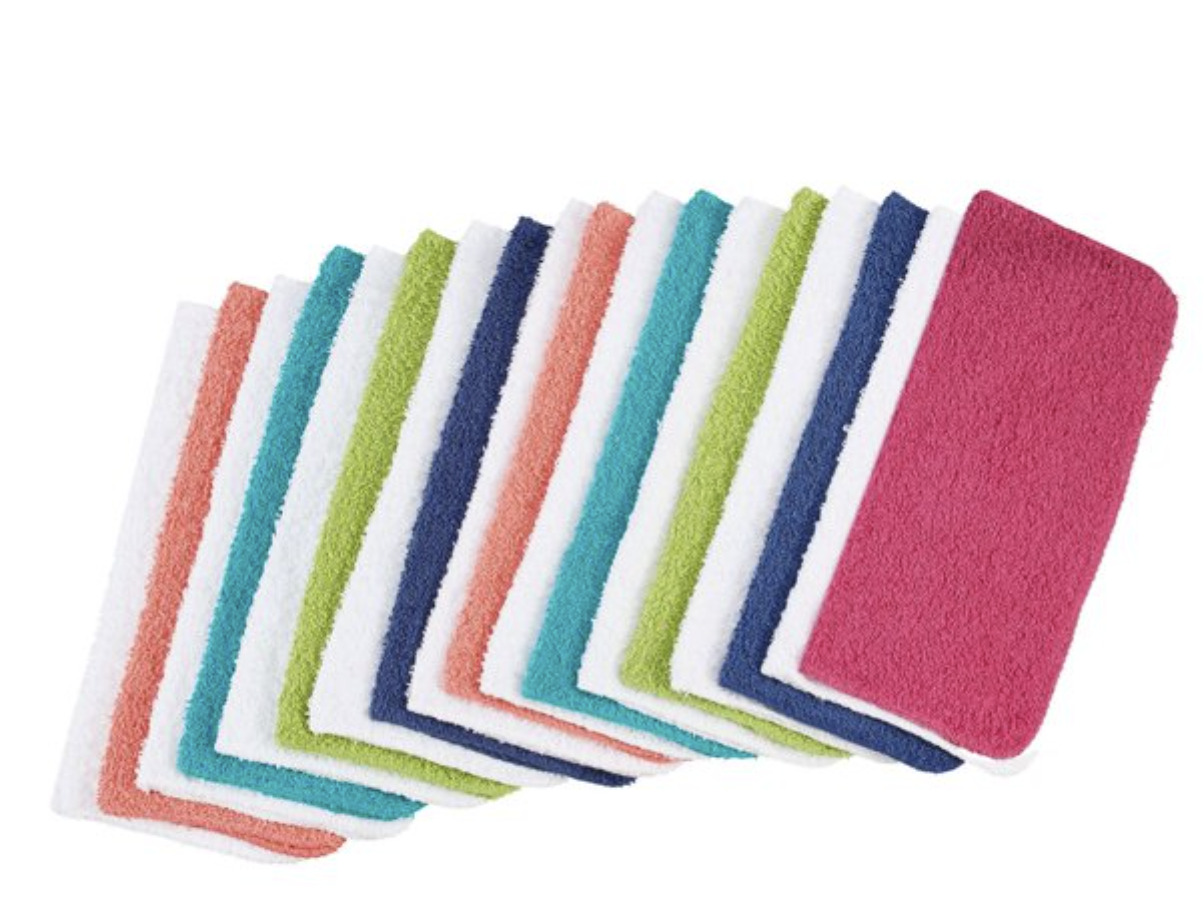 18 Pack Mainstay Washcloth 100% Cotton 11" x 11" Bright Color Face Wash Cloth
