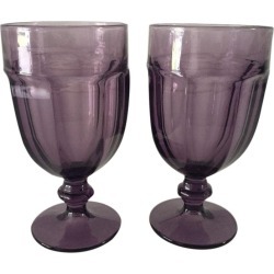 1970s Mid-Century Modern Libbey Glassware Amethyst Water Goblets - a Pair