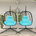 2 Piece Egg Chair Outdoor Wicker Chair Stand Patio Swing Hammock Basket Removable Blue Cushion All weather Rattan Living Room Balcony Porch 265lbs Ca a931379d f0bd 48ea 887e ab34c9057c86.2dba8c0c72772cc3d6dac2474c904c8f