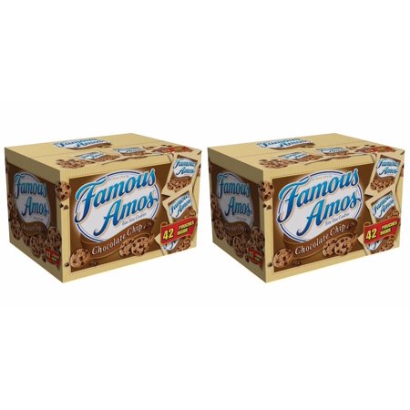 2 Boxes Of 42 Famous Amos Chocolate Chip Cookies 2oz Bags
