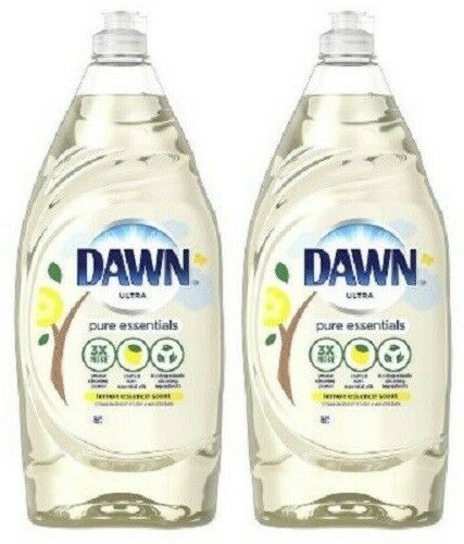 (2) Dawn Pure Essentials Dishwashing Liquid Dish Soap - Lemon Essence - 34 fl oz