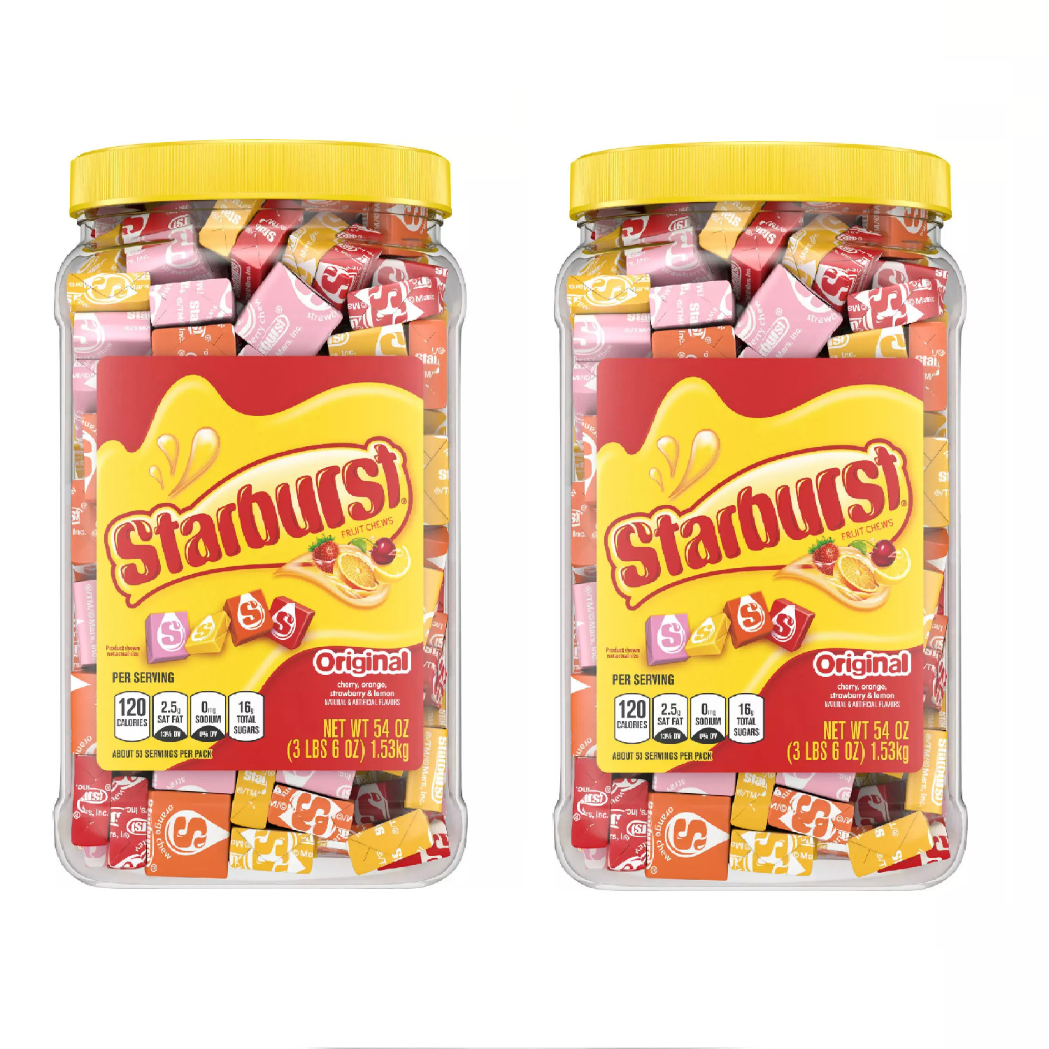 2 Pack Starburst Original Fruit Chews Candy Jar (54 oz.)