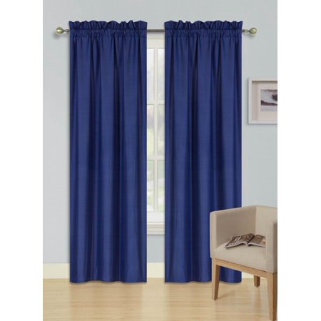 2 Panels Navy Blue Solid Blackout Thermal Rod Pocket Foam Lined Window Curtain Drape R64 84 Length
