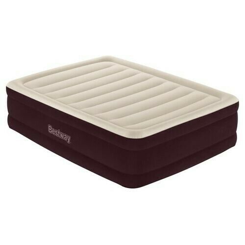 20 Inch Queen Size Air Mattress With Built-In Pump Antimicrobial Coating Maroon
