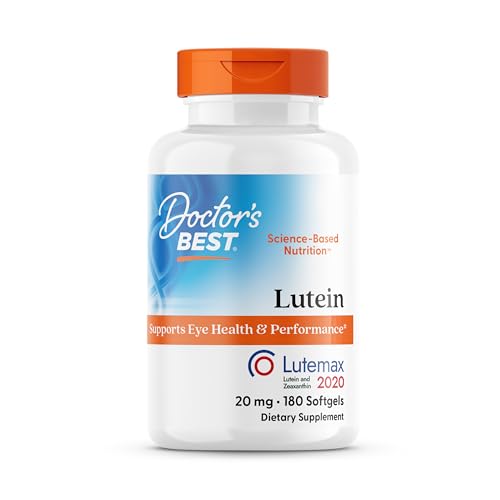 Doctor'S Best Lutein Featuring Lutemax, Non-Gmo, Gluten Free, Soy Free, Eye Health, 20 Mg, 180 Softgels