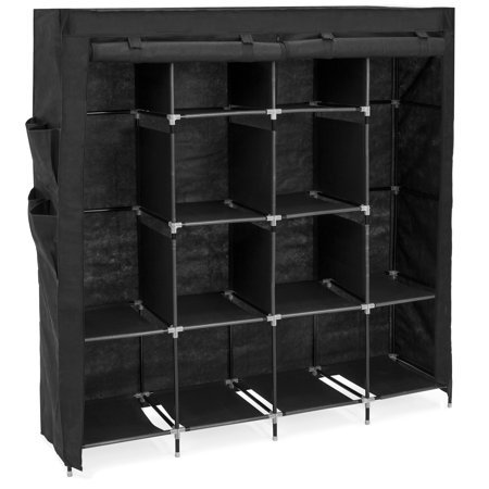 Best Choice Products 12-Shelf Portable Fabric Home Organizer Wardrobe Storage Closet System - Black