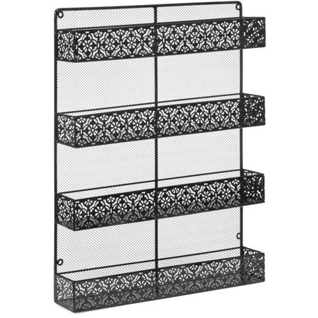 Best Choice Products 4 Tier Large Wall Mounted Wire Spice Rack Organizer (Black)