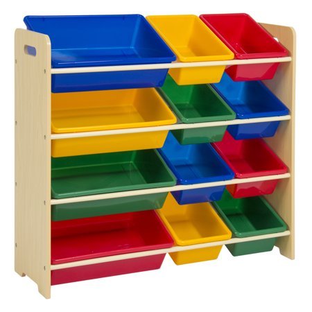 Best Choice Products Toy Bin Organizer Kids Childrens Storage Box Playroom Bedroom Shelf Drawer - Multicolors