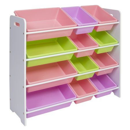 Best Choice Products Toy Bin Organizer Kids Childrens Storage Box Playroom Bedroom Shelf Drawer - Pastel Colors