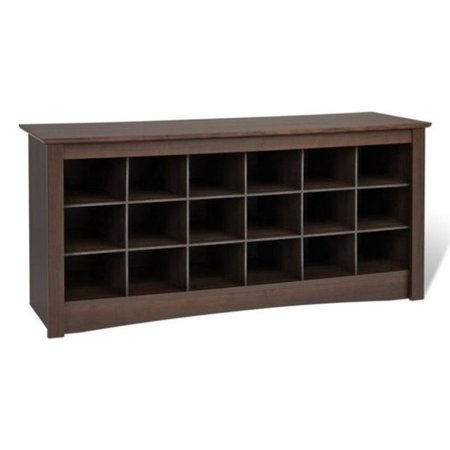 Bowery Hill 18 Cubby Shoe Storage Bench in Espresso