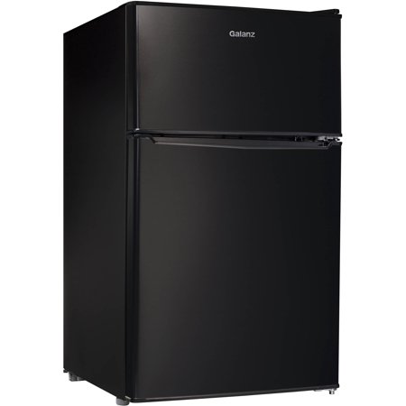 Galanz 3.1 cu ft Compact Refrigerator Double Door, Black