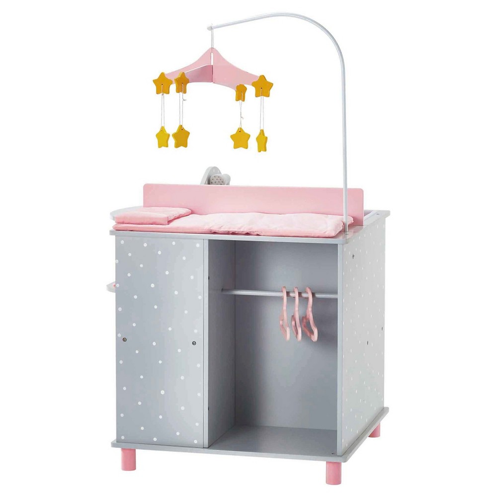 Olivia's Little World - Baby Doll Furniture - Baby Changing Station with Storage (Gray Polka Dots)