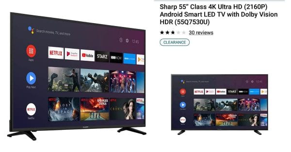 RUN DEAL!! Sharp 55″ 4k Ultra HD Smart TV $249 on Clearance!