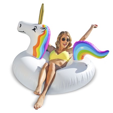 GoFloats Unicorn Party Tube Inflatable Swimming Pool Raft, Float In Style, for Adults and Kids