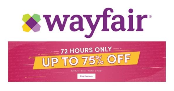 Wayfair 72 Hour Clearance Event & Extra Coupon!