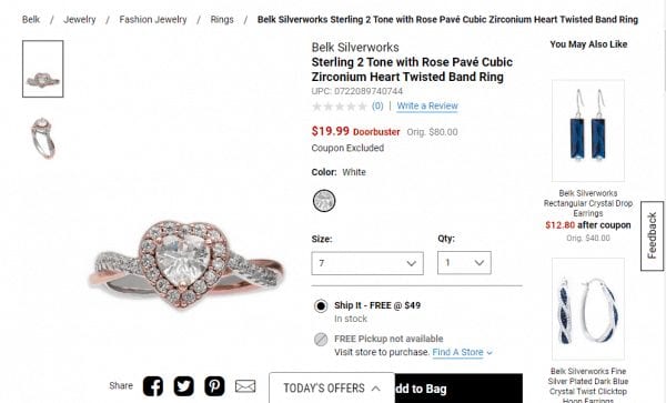 Sterling 2 Tone with Rose Pavé Cubic Zirconium Heart Twisted Band Ring DOORBUSTER!