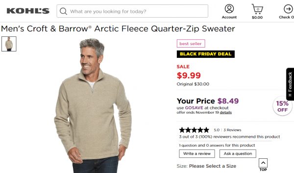 Men’s Croft & Barrow Arctic Fleece Quarter-Zip Sweater JUST $8.49! REG $30!