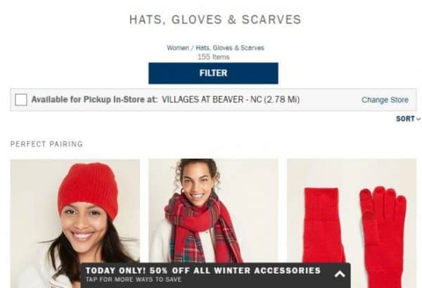 50% off Hats, Gloves and Scarves. – Old Navy