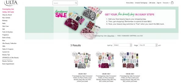 Friendsgiving Sale at ULTA! FREE 23 Piece Beauty Bags!