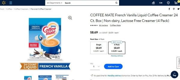 Coffee Mate Creamer Glitch at Walmart!