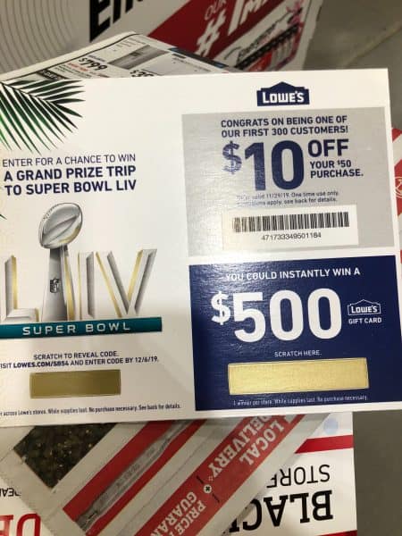 WOW! FREE $10 Off at Lowe’s PLUS a Chance to Win $500! Friday ONLY!