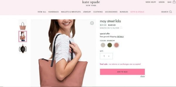 Kate Spade may street lida Tote Bag only $59 (reg $249)