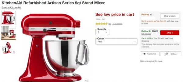 KitchenAid Artisan Series 5qt Stand Mixer – HUGE PRICE DROP!