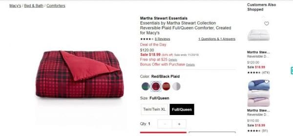 Martha Stewart Comforter Price Error at Macy’s?