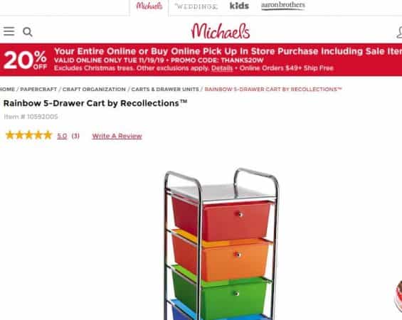 Rainbow 5 Drawer Cart Over 70% Off! FREE Pick Up!